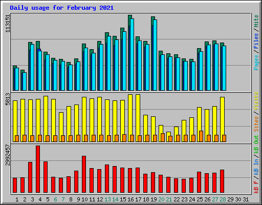 Daily usage for February 2021